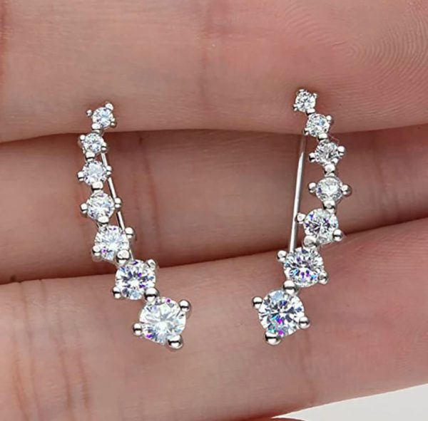 1 Pc’s 7 Crystals Ear Cuffs Vines Climbers Wrap Pierced Pins Hook Earrings