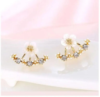 Daisy Back Hanging Stud Earrings | Flower Earrings Earrings Fresh Earrings Girls Earrings Jewelry For Women