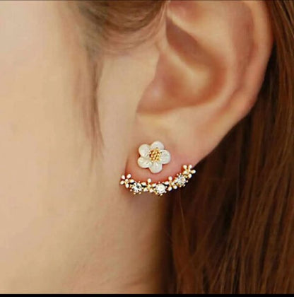 Daisy Back Hanging Stud Earrings | Flower Earrings Earrings Fresh Earrings Girls Earrings Jewelry For Women