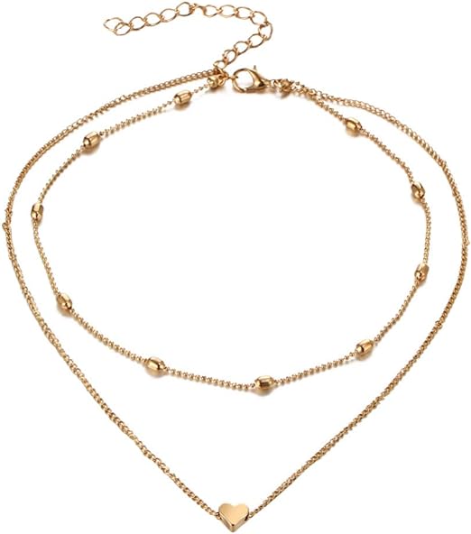 Fashion Multi Layer Beads Love Heart Choker Necklace